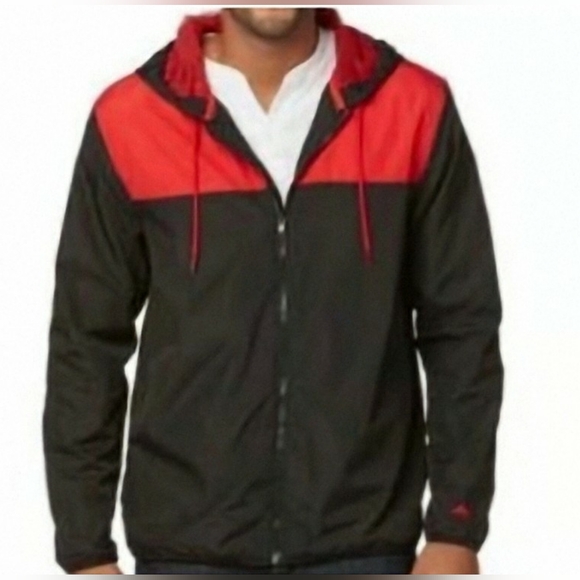 STARTER Other - Men's Starter Black and Red Hooded Windbreaker Zip Up Jacket